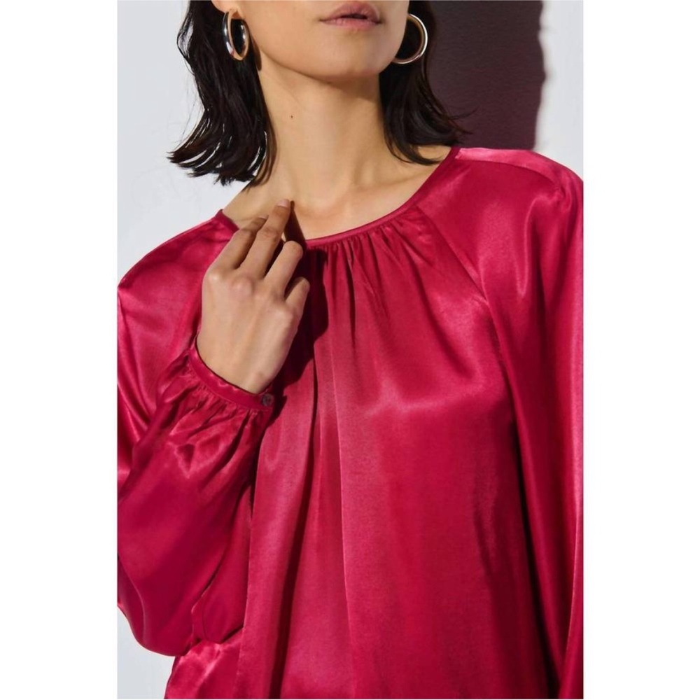 Nation LTD Eveline Raglan Satin Top in Raspberry Jam - Picture 2 of 8